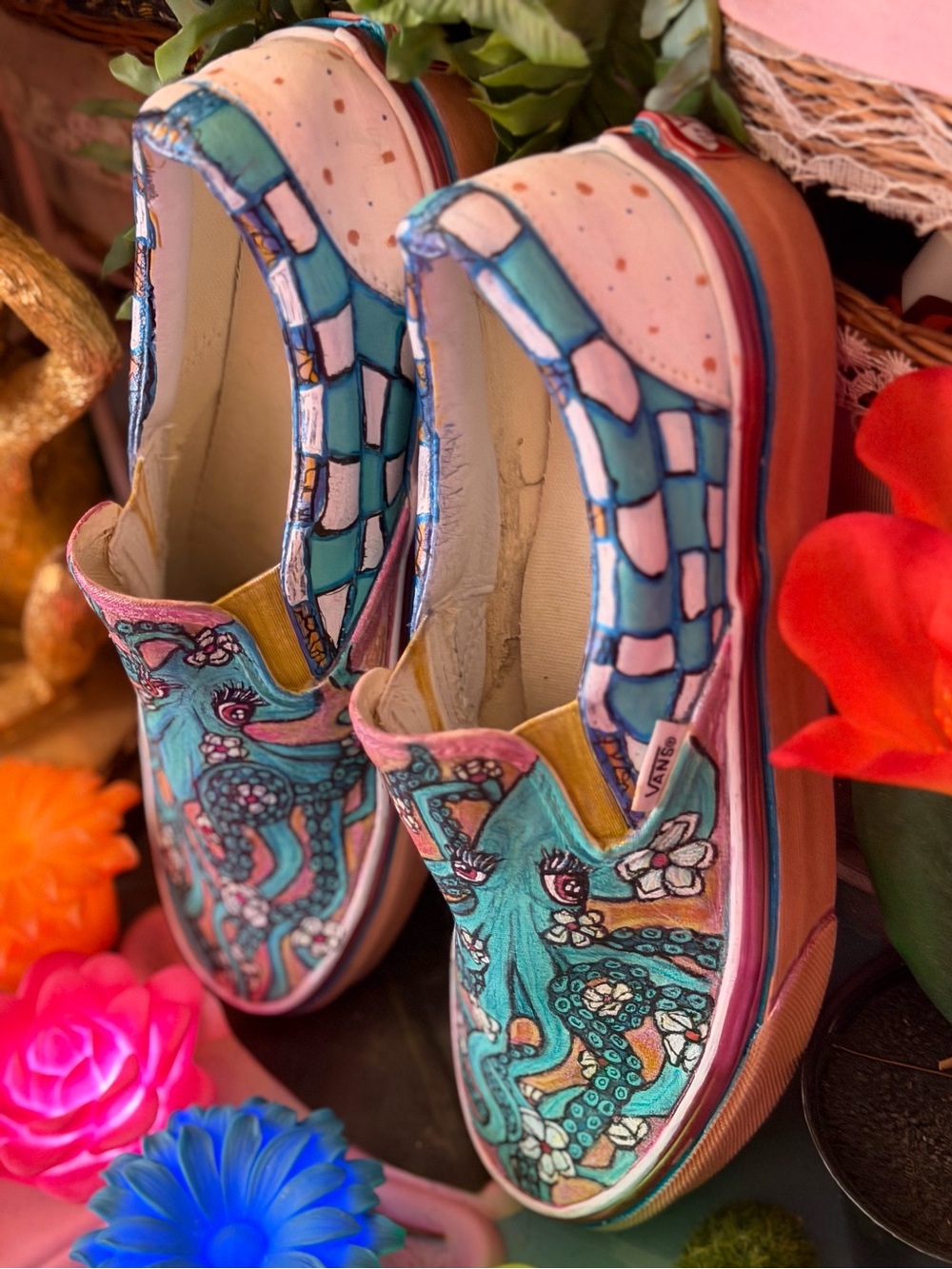 Vans Slip-On Sneakers with Hand-Drawn Octopus Art by Swhitey - Picture 6 of 12